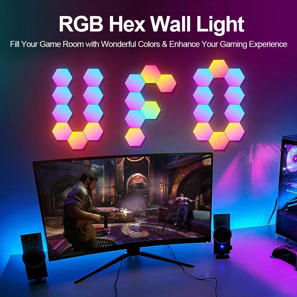 Modular Hexagon LED Light Panels | Smart RGB Wall Lights with Music Sync