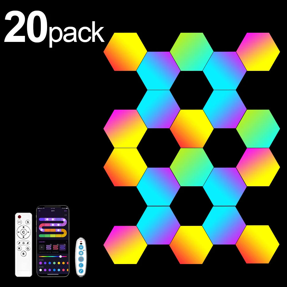 Modular Hexagon LED Light Panels | Smart RGB Wall Lights with Music Sync