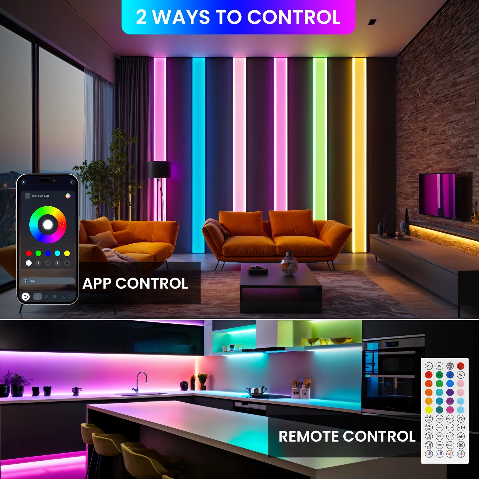 RGB LED Light Strip | Flexible Neon Flex Lighting for Desks, Rooms, and Setups