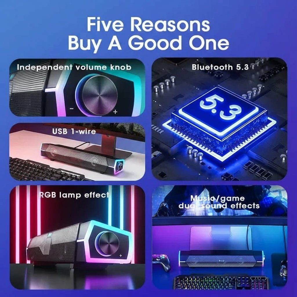 RGB Desktop Speaker | Wireless Bluetooth Speaker for Gaming and Music