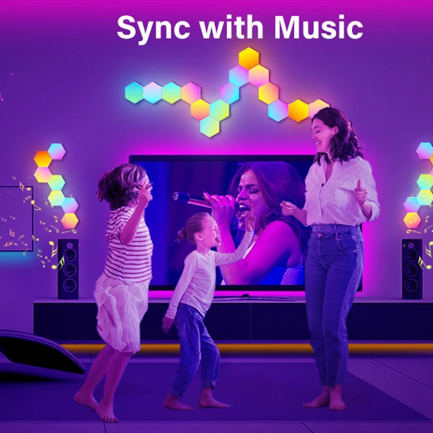 Modular Hexagon LED Light Panels | Smart RGB Wall Lights with Music Sync