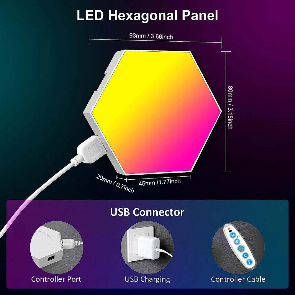 Modular Hexagon LED Light Panels | Smart RGB Wall Lights with Music Sync