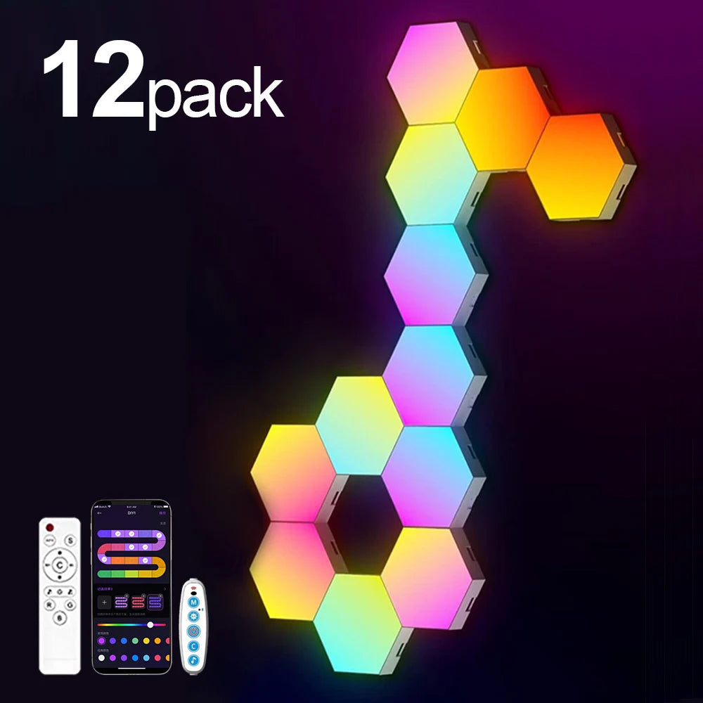Modular Hexagon LED Light Panels | Smart RGB Wall Lights with Music Sync