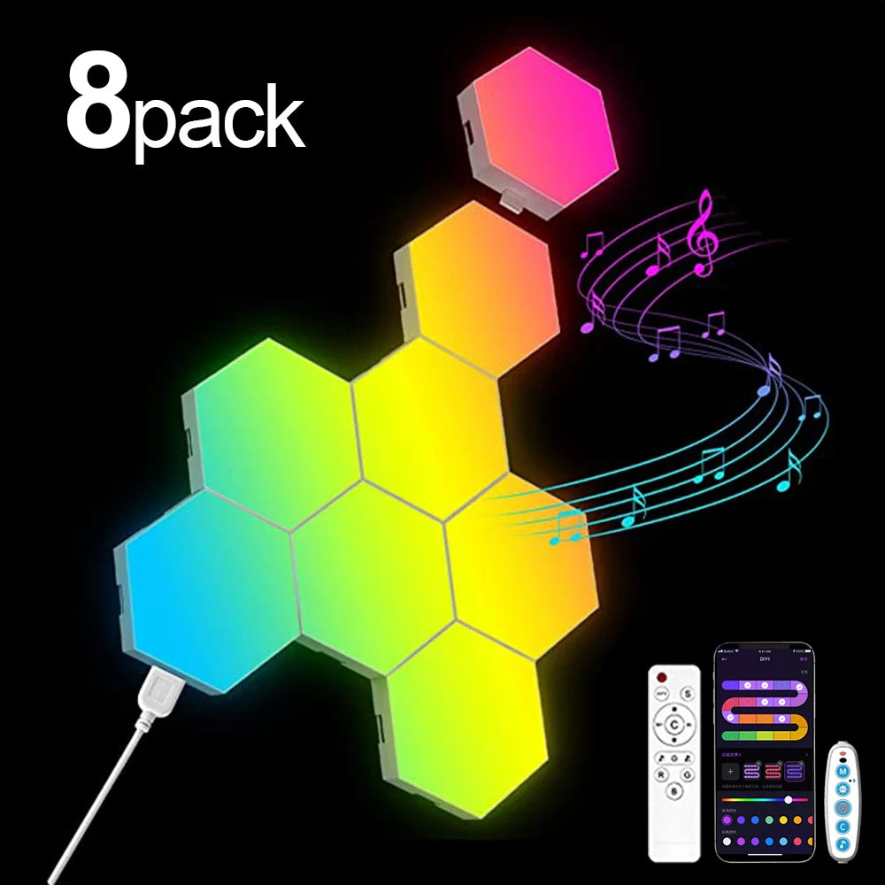 Modular Hexagon LED Light Panels | Smart RGB Wall Lights with Music Sync